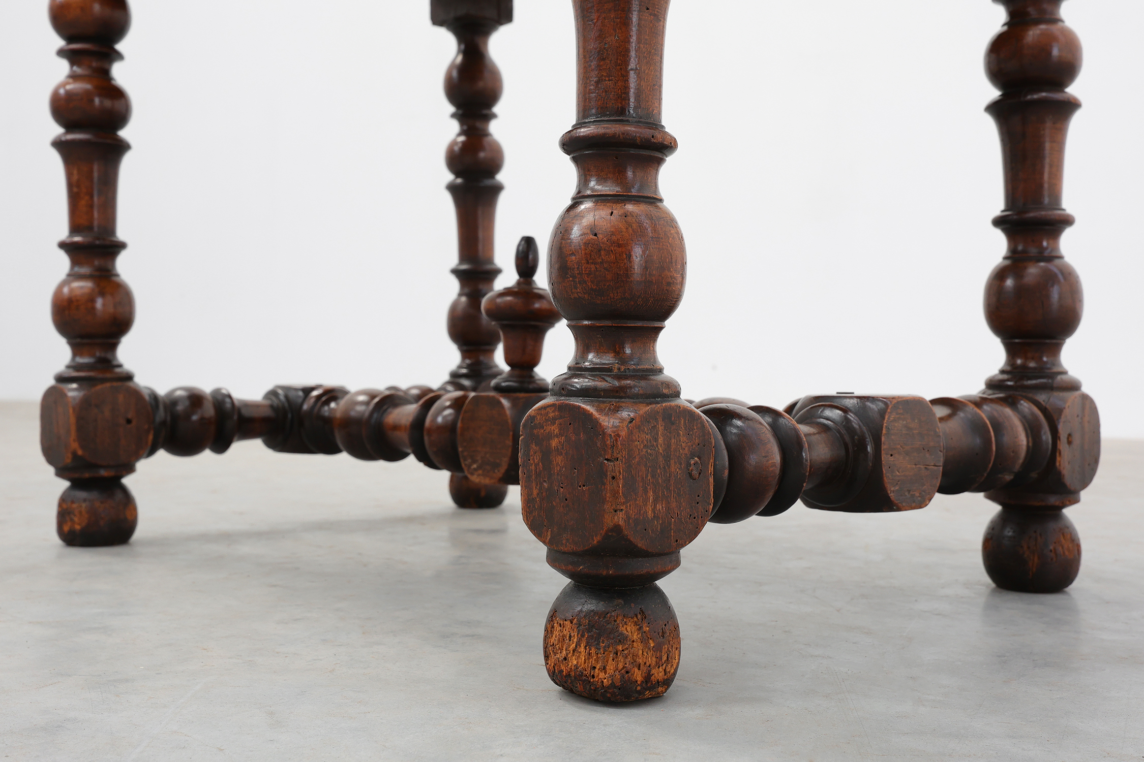 French Louis XIII Walnut Side Table with Drawer and Turned Legs, circa 1850thumbnail